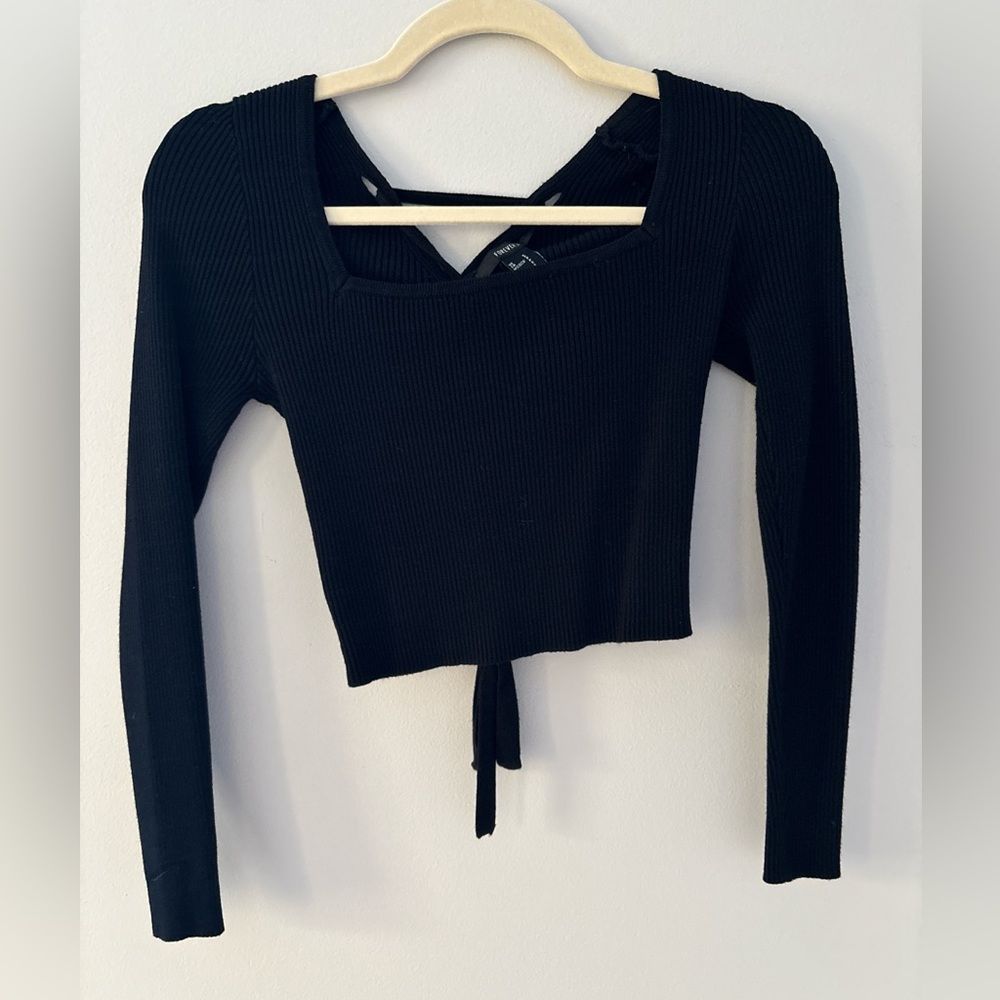 Forever 21 Black Ribbed Crop Top